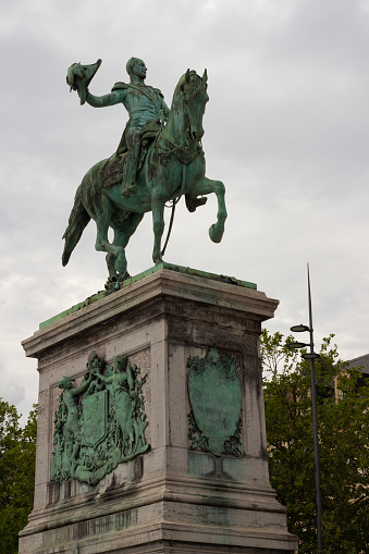Luxembourg City, Luxembourg. August 19, 2023. Guillaume II Orange-Nassau. Grand Duke of Luxembourg. Bronze statue on horseback.