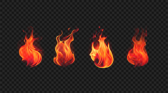Vector design elements with yellow and orange burning flame torches