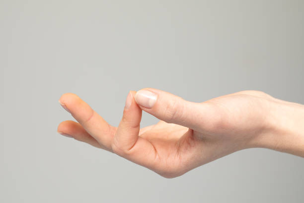 istock Hand in Meditation Yoga pose, isolated on gray background 1659939930