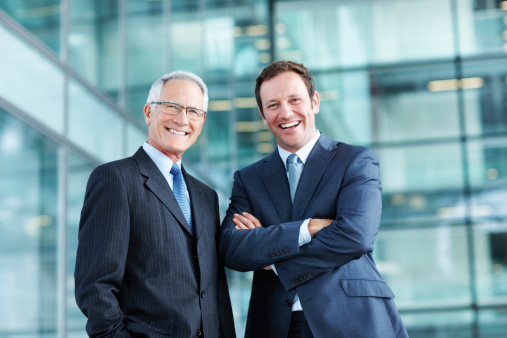 Portrait of confident male executives with pleasing personality