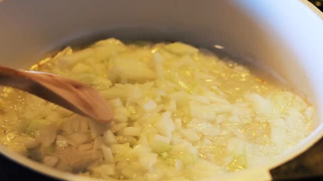 onions are chopped and fried in oil