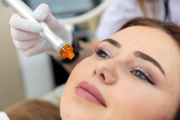 istock Beautician doing skin care for patient's face. 1660003101