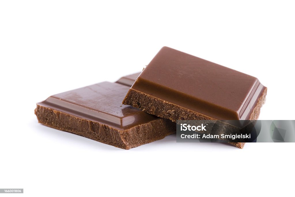 chocolate pieces isolated on white milk chocolate on white background Chocolate Stock Photo