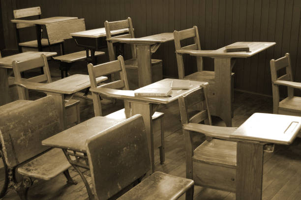 istock Vintage  Classroom in Sepia 166003536