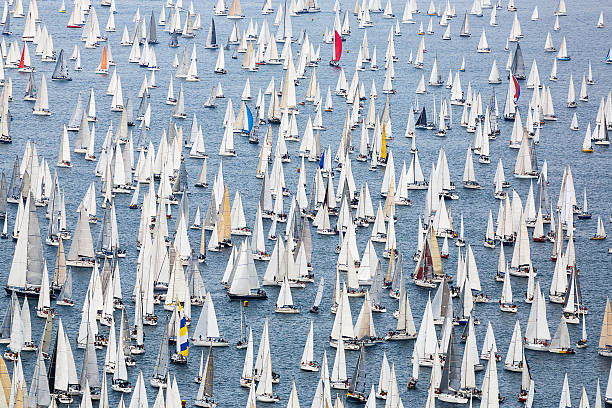 Sailing regatta Barcolana Biggest annual sailing regatta on the world Barcolana. regatta barcolana stock pictures, royalty-free photos & images