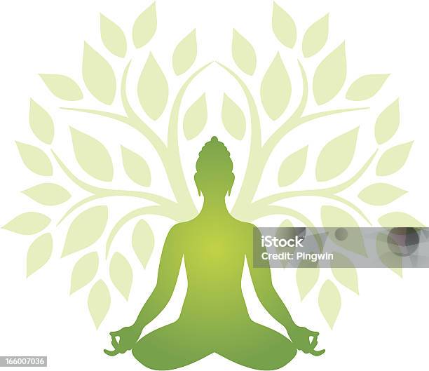 Ilustración de Verde De Yoga y más Vectores Libres de Derechos de Yoga - Yoga, Buda, Árbol