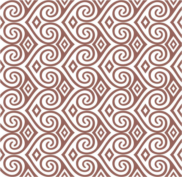 ilustrações de stock, clip art, desenhos animados e ícones de kowhaiwhai design sem costuras - koru tattoo indigenous culture pattern