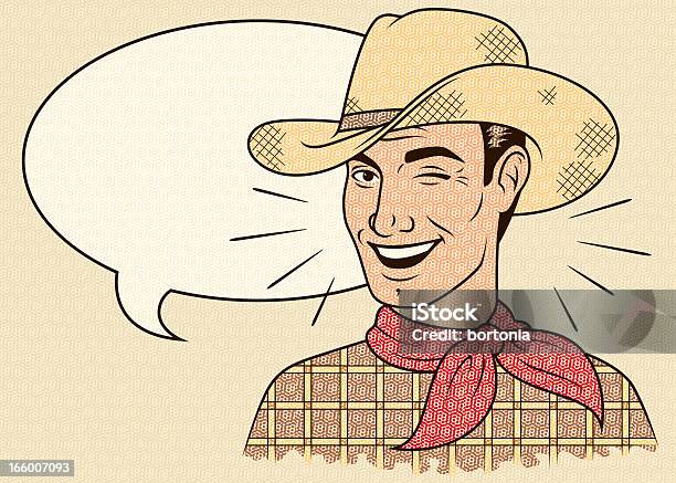 Ilustración de Guiñar El Ojo Con Burbujas De Discurso Retro Cowboy y más Vectores Libres de Derechos de Adulto