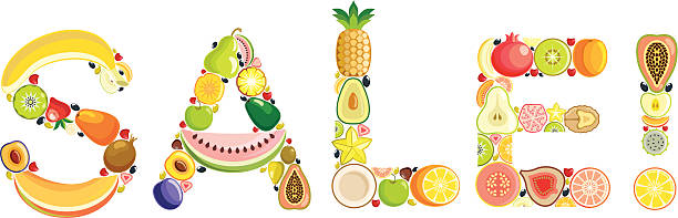 フルーツ販売 - fig apple portion fruit点のイラスト素材／クリップアート素材／マンガ素材／アイコン素材
