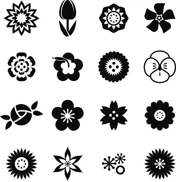 Vector illustration of Flower Icon Set