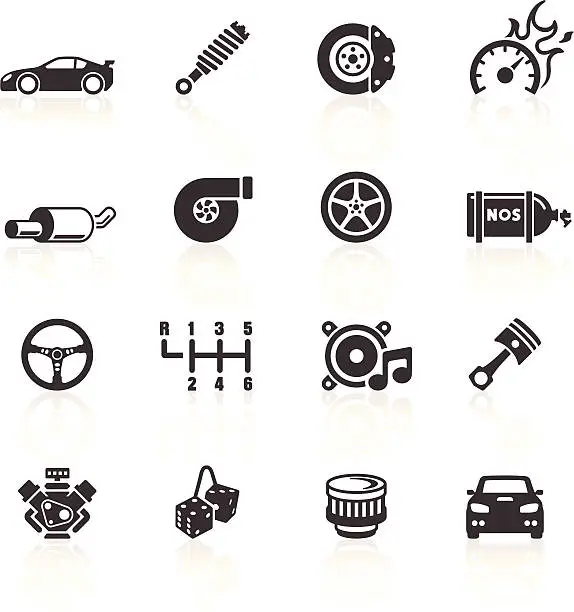 Vector illustration of Car Parts & Performance Icons