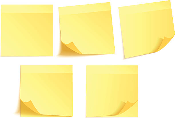 Yellow adhesive notes vector art illustration