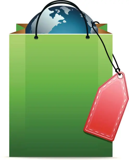 Vector illustration of Shopping Bag with Earth