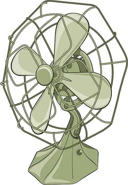 Vector illustration of Oscillating Vintage Fan