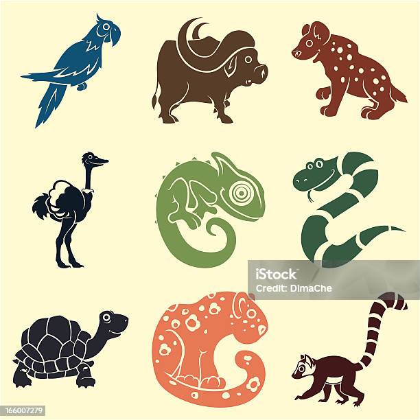 Conjunto De Animais - Arte vetorial de stock e mais imagens de Camaleão - Camaleão, Animal, Animal de Safari