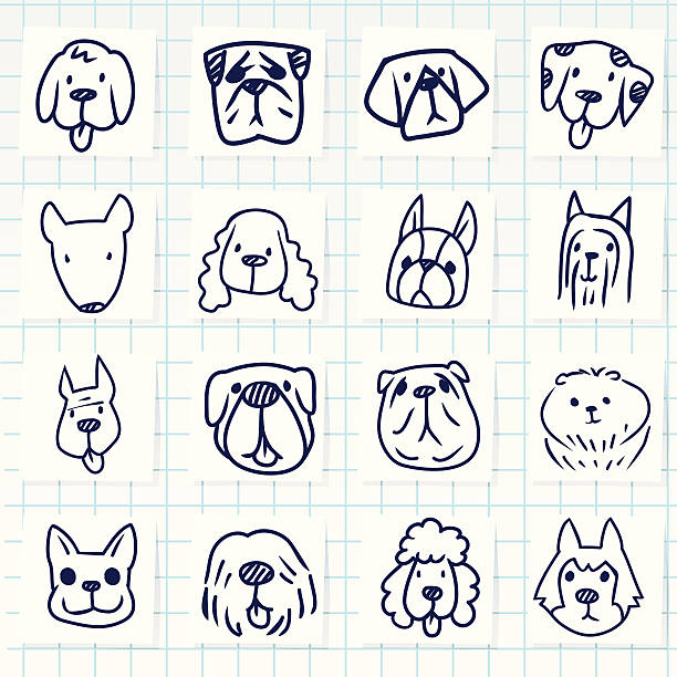 Dog Icon Vector File of Doodle Dog Breed Icon Set bull terrier stock illustrations
