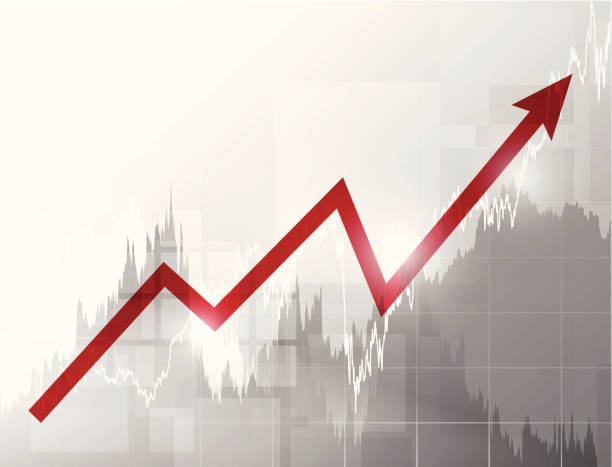 börse chart - nasdaq exchange rate moving up striped stock-grafiken, -clipart, -cartoons und -symbole