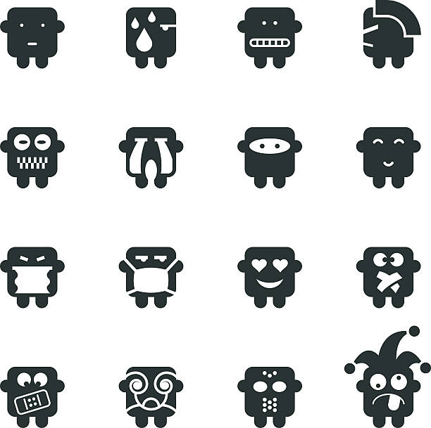 Silhouette Emoticons | Set 7 Silhouette Emoticons Vector File Set 7. evil joker silhouette stock illustrations