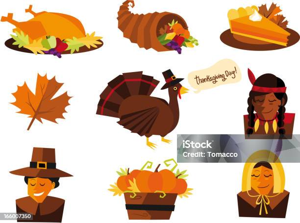 Święto Dziękczynienia Turcji Kukurydzy Elementy Native Leaf Dyni Ciasto - Stockowe grafiki wektorowe i więcej obrazów Święto Dziękczynienia