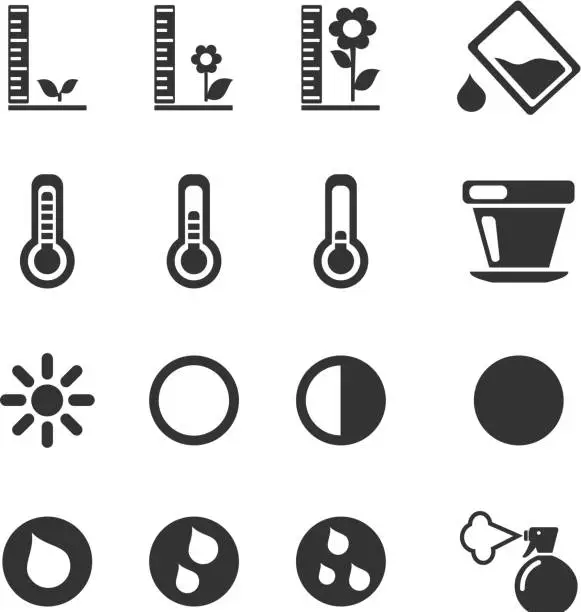 Vector illustration of Plant Growing Sign Silhouette Icons