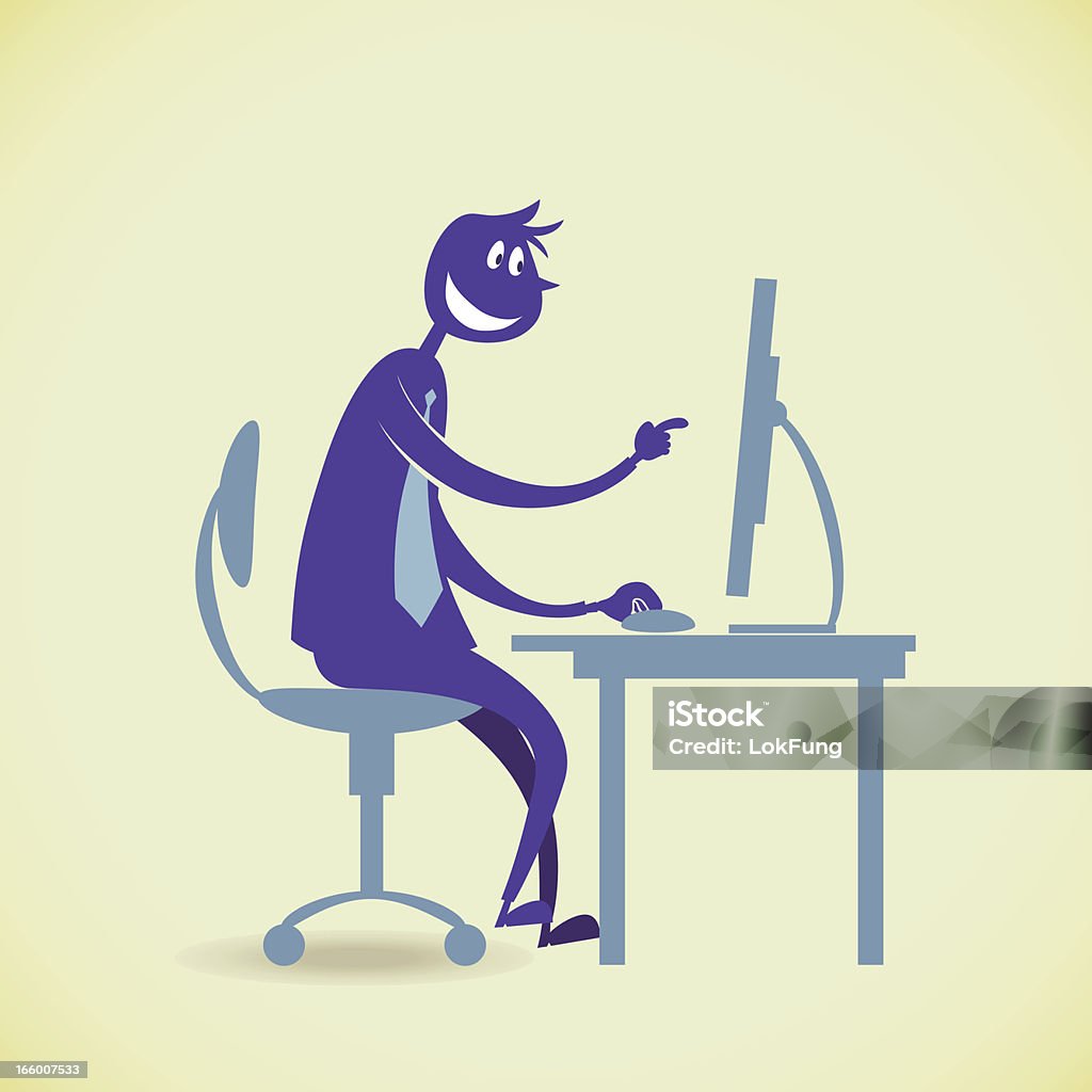 Man Using Computer Sillouett Man Using Computer Stock Illustration - Download Image Now - Adult ...
