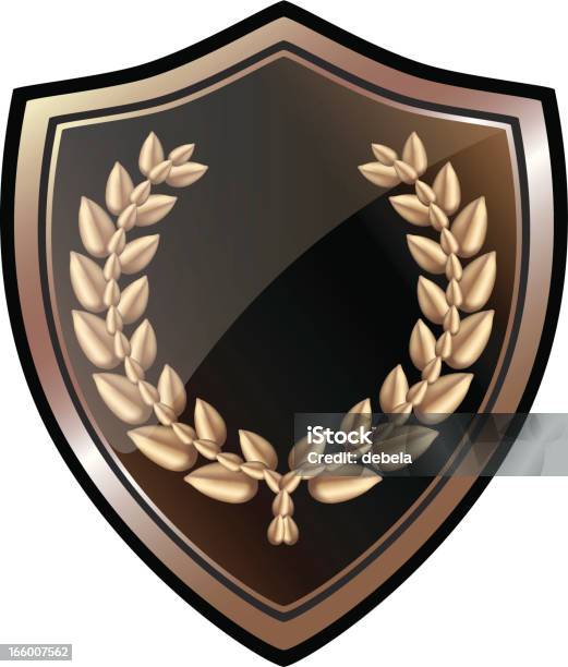 Vetores de Preto E Ouro Coroa De Louro Shield e mais imagens de Brasão de armas - Brasão de armas, Coroa de Louro, Coroa de flores - Arranjo de Flores