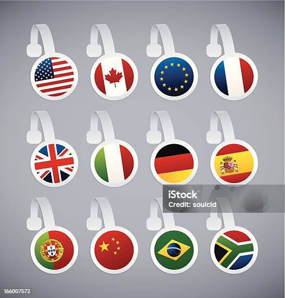 World Flags Stickers Stock Illustration - Download Image Now - American Flag, Badge, Brazil