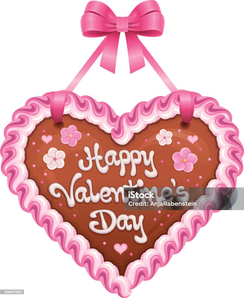 San Valentino cuore Lebkuchenherz Heartshaped Biscotto pan di zenzero - arte vettoriale royalty-free di Biscotto secco