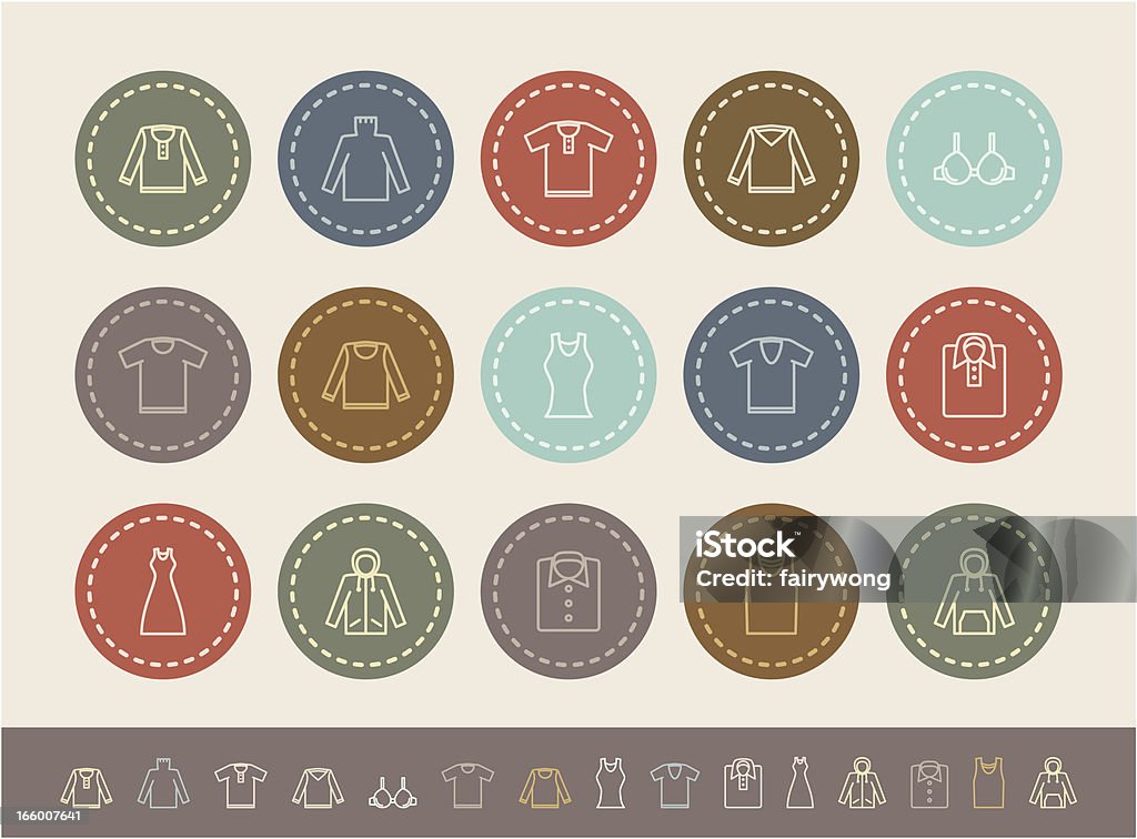 Conjunto de ícones de Roupas - Royalty-free Camisa com botões arte vetorial