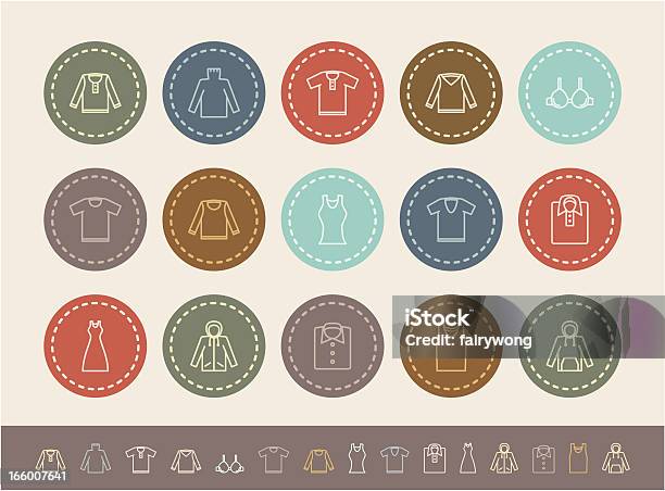 Conjunto De Ícones De Roupas - Arte vetorial de stock e mais imagens de Camisa com botões - Camisa com botões, Camisas, Camisola