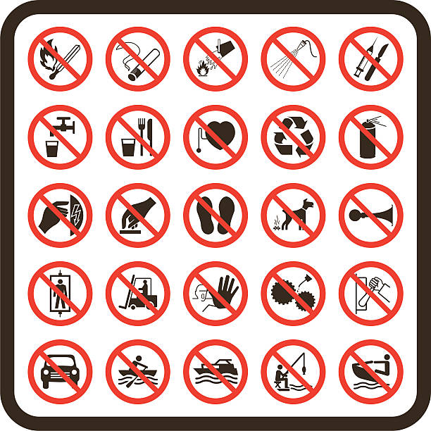простой запрещено настораживающие признаки - fire warning stock illustrations