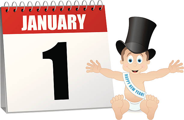 New Year's Day Calendar http://www.zmina.com/NewYears.jpg baby new years eve new years day new year stock illustrations