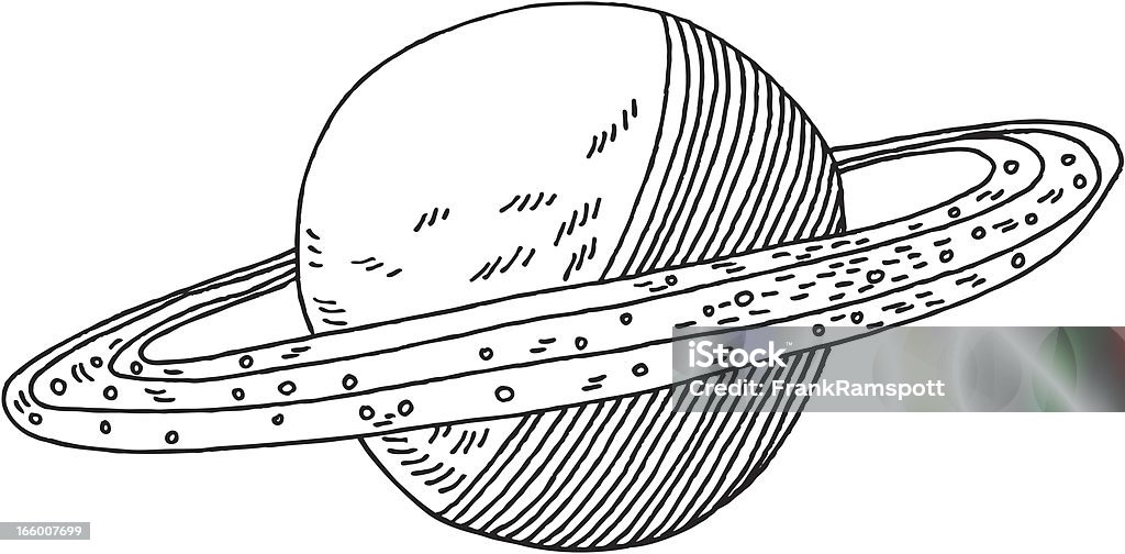 Planeta Saturn rysowania - Grafika wektorowa royalty-free (Bazgroły - Rysunek)
