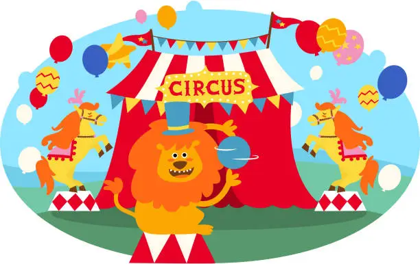 Vector illustration of Circus Lion
