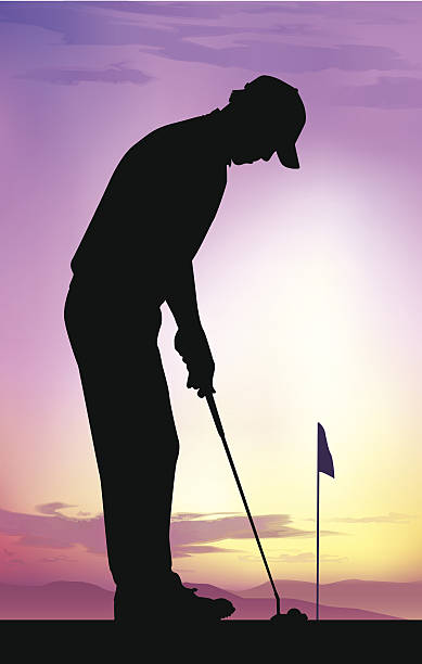 illustrazioni stock, clip art, cartoni animati e icone di tendenza di mettendo - golf putting determination focus