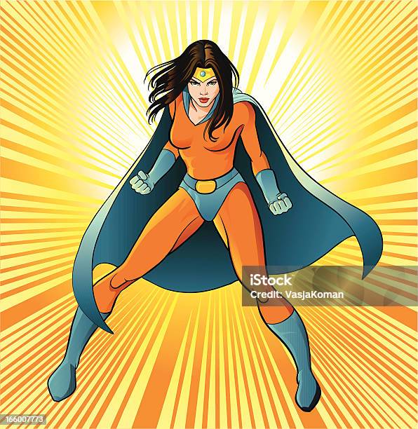 Female Super Hero Ready For Battle Stock Illustration - Download Image Now - Superhero, Women, Heroes