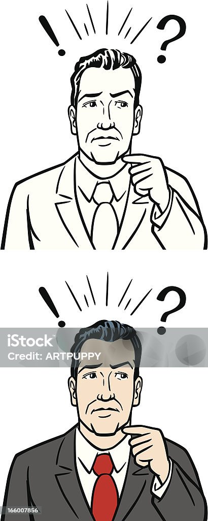 Man Questioning Great illustration of a man questioning. Perfect for a business or career illustration. EPS and JPEG files included. Be sure to view my other illustrations, thanks! 1950-1959 stock vector
