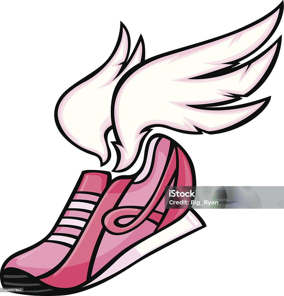 Winged Awareness Shoe Stock Illustration - Download Image Now - Sports Shoe,  Cartoon, Breast Cancer - iStock