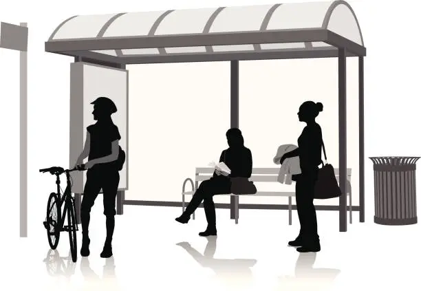 Vector illustration of Bicycle Bus Stop