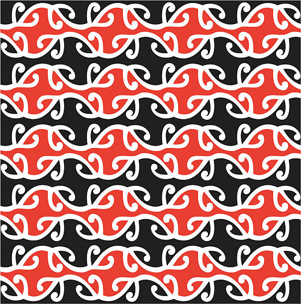 maorys kowhaiwhai bezszwowa konstrukcja - pattern koru maori indigenous culture stock illustrations