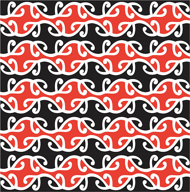 Seamless Maori Kowhaiwhai Design Seamless Maori Kowhaiwhai pattern design in color. koru stock illustrations