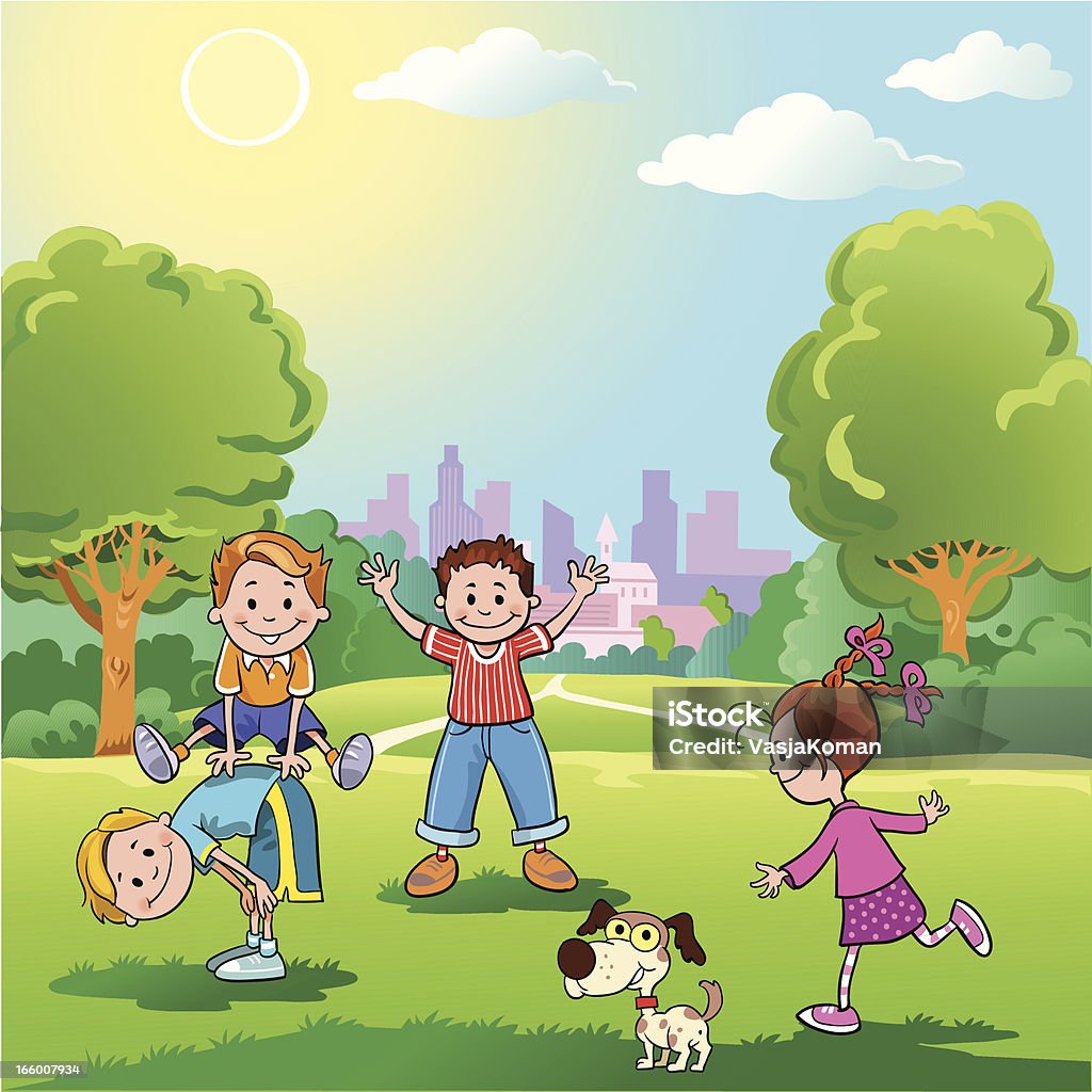 Enfants jouant dans le parc - clipart vectoriel de Enfant libre de droits