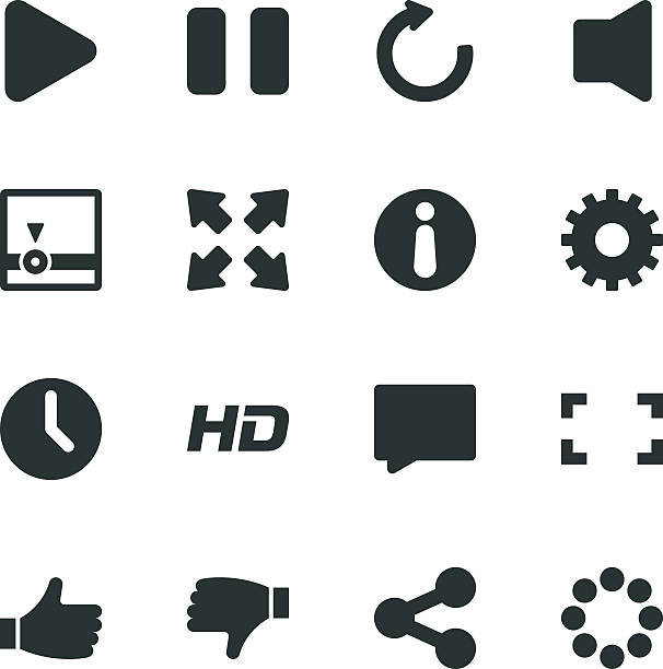 Video Streaming Player Silhouette Icons Video Streaming Player Silhouette Vector File Icons. hd format stock illustrations