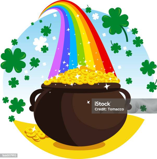 Leprechaun Golden Pot Stock Illustration - Download Image Now - Rainbow, Pot Of Gold, St. Patrick's Day