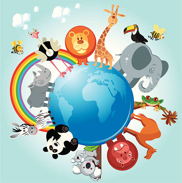 World animals Vector illustration World animals rainbow toucan stock illustrations