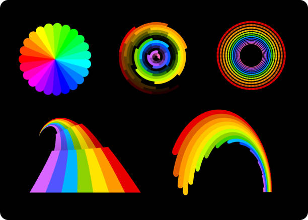 Rainbows set Rainbows set vector illustration collection. gloriole stock illustrations