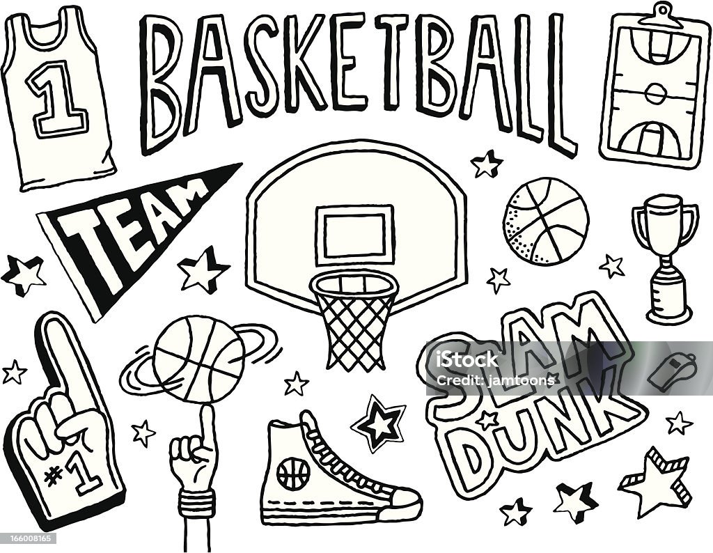 Basketball Doodles A basketball-themed doodle page. Basketball - Sport stock vector