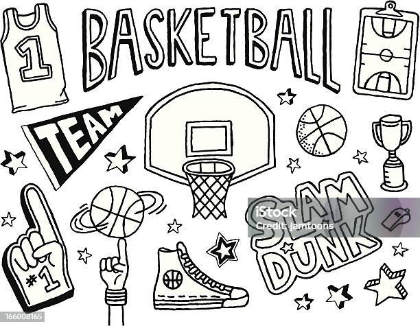 Basketball Doodles Stock Illustration - Download Image Now - Basketball - Sport, Doodle, Sport