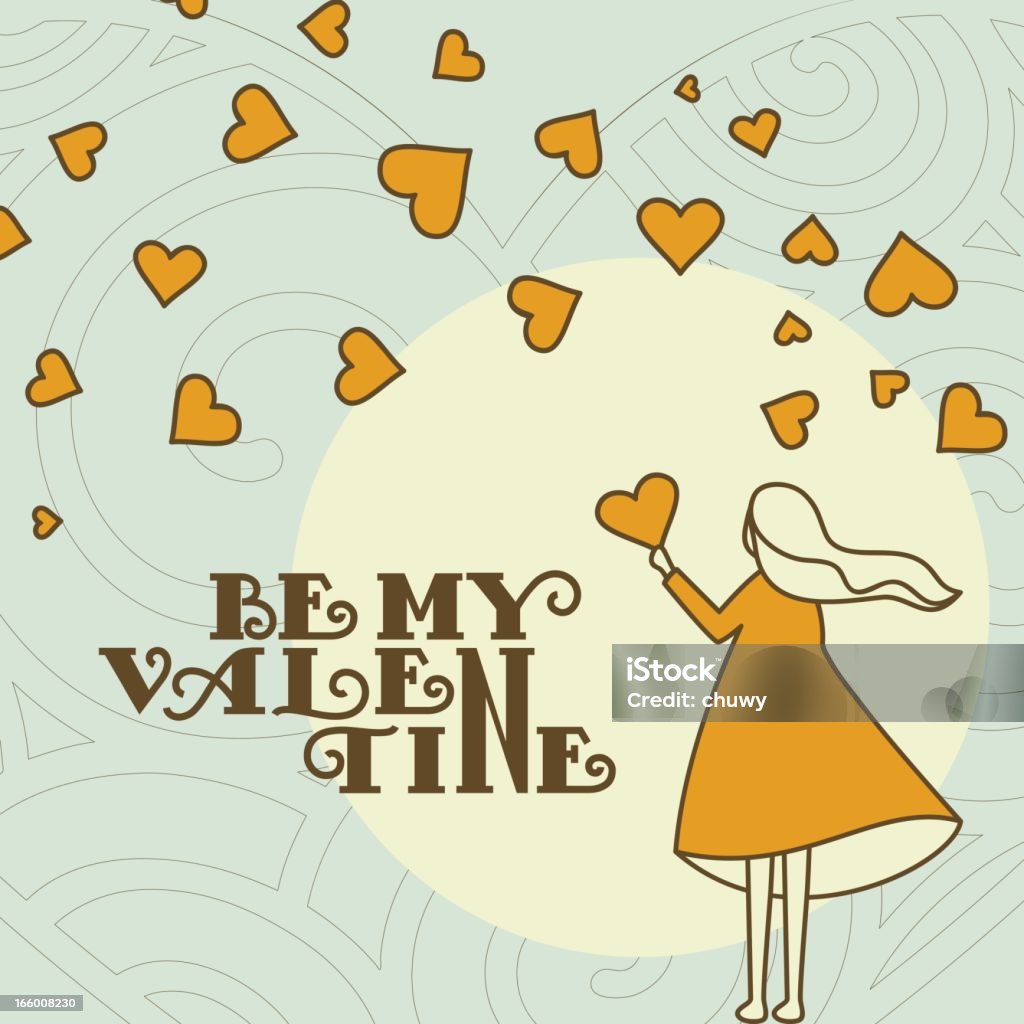 Valentine's love serca i Dziewczyna - Grafika wektorowa royalty-free (Walentynki)