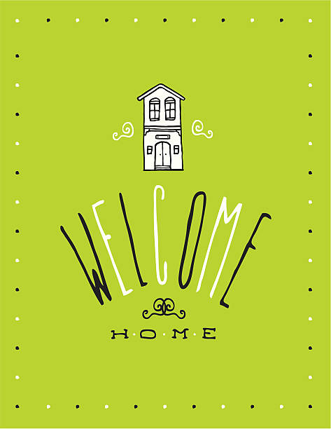 willkommen zu hause - - house cute welcome sign greeting stock-grafiken, -clipart, -cartoons und -symbole